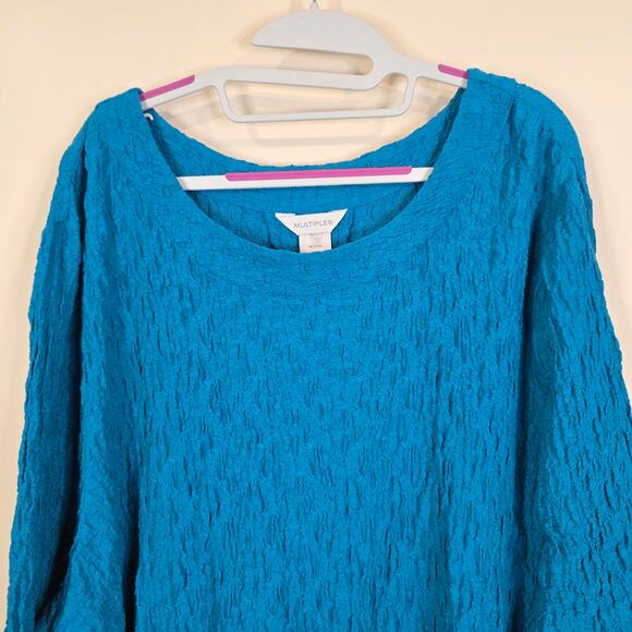 Women's Multiples Blue Gauze Lightweight Blouse | Plus Size 3X - Picture 3 of 9